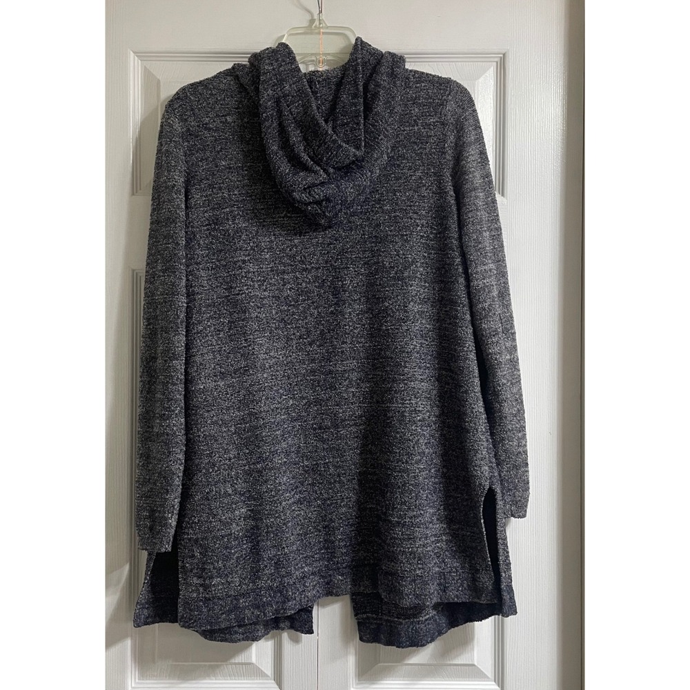 Barefoot Dreams CozyChic Lite Cardigan Hooded Pockets Navy Heathered Hooded L - Picture 5 of 16